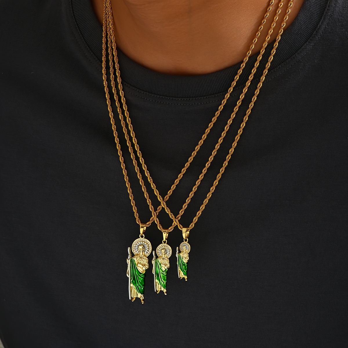 Men's 18K Plated St. Jude Pendant Necklace